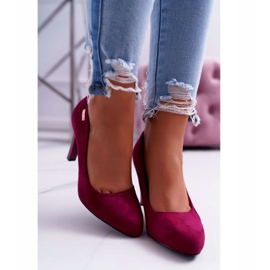 Dampumps På en häl Mocka Mörk Fuchsia Sergio Leone Campbell rosa 2