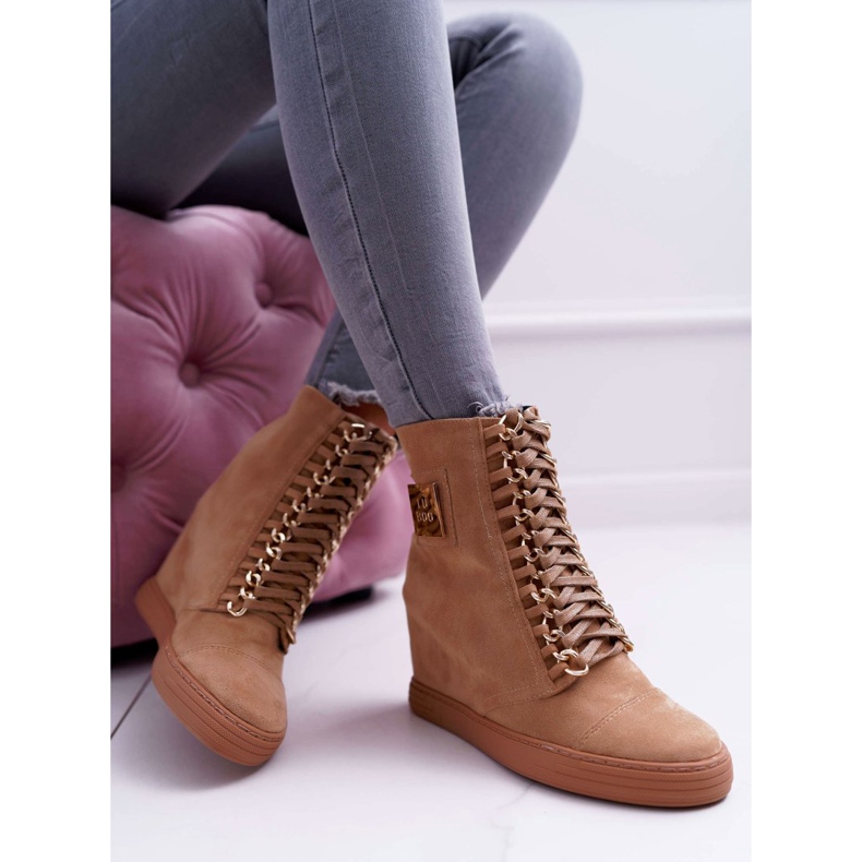 Dam Sneakers Lu Boo Guldkedja Mocka Camel Monica brun 2