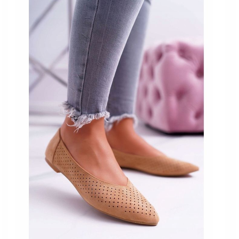 Kvinnors Ballerinas Lu Boo Openwork Camel Dessert brun 1