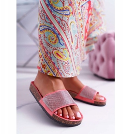 PS1 Dam tofflor på kork med korallkristaller rosa 1