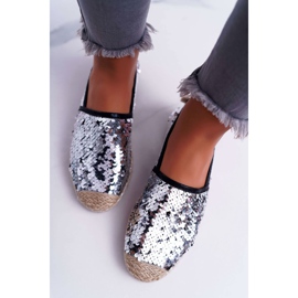 Kvinnors Espadrilles Lu Boo Silver Paljetter Destino grå 1