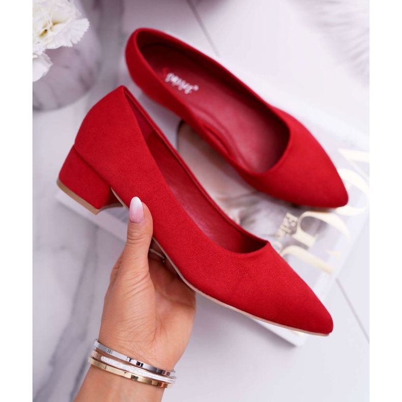 PS1 Klassiska dampumps mocka röd Rheya 1