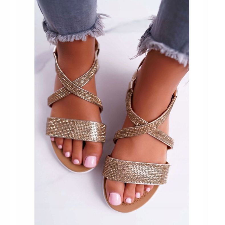 Kvinnors sandaler Lu Boo med Cubic Zirconia 406-5 Gold Stella gyllene 1