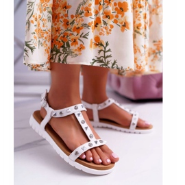 Vit Lu Boo sandaler för kvinnor med Mariachi dubbar 1