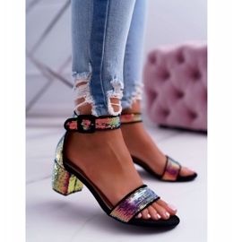 Kvinnors sandaler med hög klack Lu Boo Iriserande paljetter Svart Tindal 2