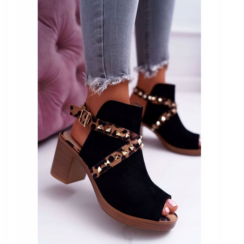 Kvinnors sandaler med hög klack Lu Boo Black 318-30 Fiode svart 1