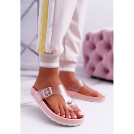SEA Dam Tofflor Flip-flops Transparent Stripe Rosa Framona 1