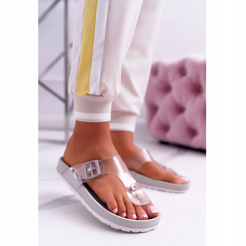 PS1 Dam Tofflor Flip-flops Transparent Stripe Grey Framona grå 1