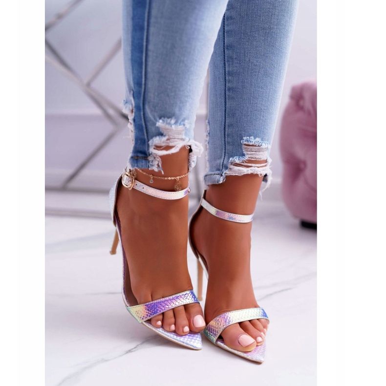 Kvinnors sandaler på hög klack Lu Boo Opalescent bensin Debbi mångfärgad rosa 2