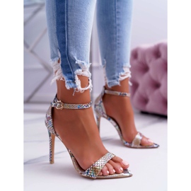 Kvinnors sandaler på högklack Lu Boo Snake Beige Ramann mångfärgad 1