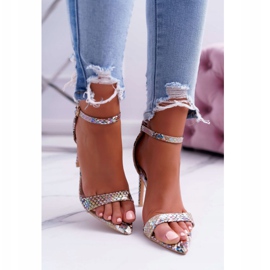 Kvinnors sandaler på högklack Lu Boo Snake Beige Ramann mångfärgad 2