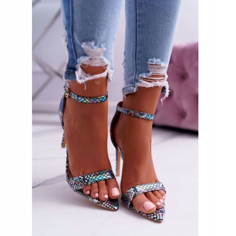 Kvinnors sandaler på hög klack Lu Boo Orm Grön Ramann mångfärgad 2