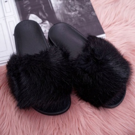 Kvinnors flip flops med svart päls 4