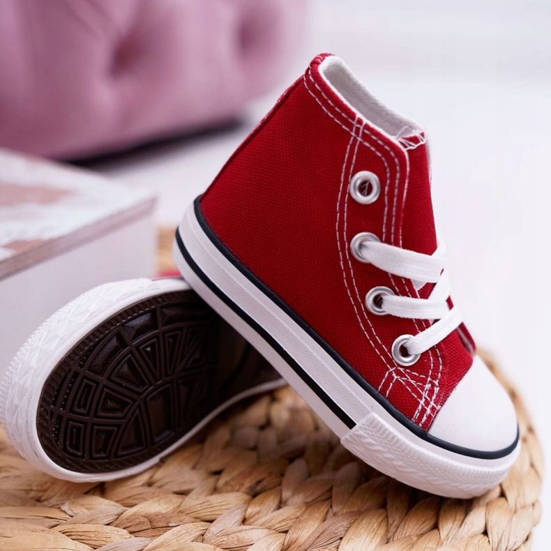 FRROCK Barnens klassiska höga sneakers röda Filemon 2