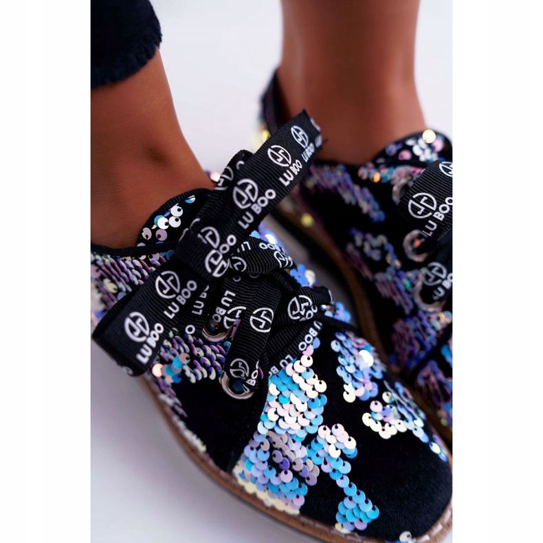 Kvinnors Brogues Lu Boo Silver Paljetter Moonlight svart mångfärgad 1