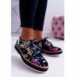 Kvinnors Brogues Lu Boo Violetta paljetter Moonlight svart purpur mångfärgad 1