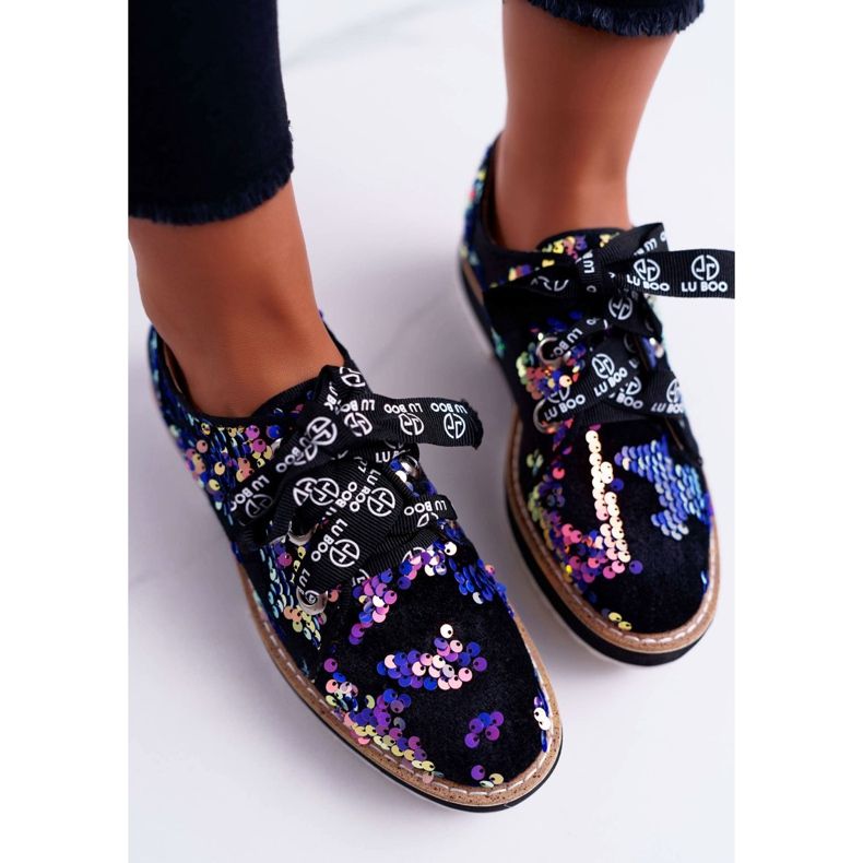 Kvinnors Brogues Lu Boo Violetta paljetter Moonlight svart purpur mångfärgad 2