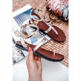 Lu Boo Silver Mirror Sandals Roman Japanese Lento grå 1