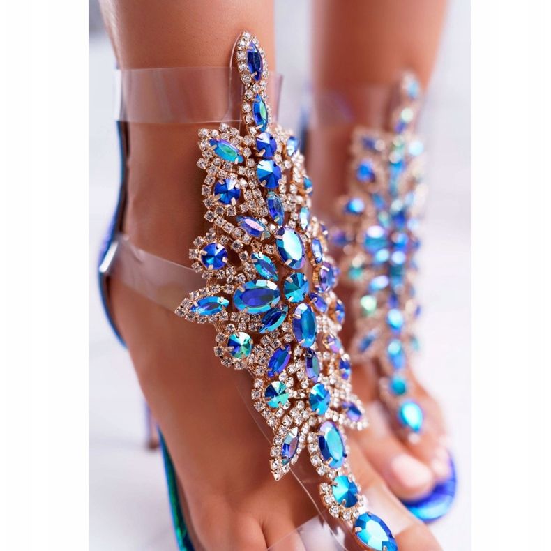 Kvinnors sandaler på hög klack Lu Boo bensin 2047-89 Milleni blå 2