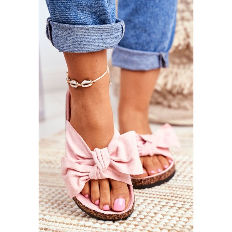 BUGO Dam Tofflor På Cork Bow Powder Rosa Wendy 2