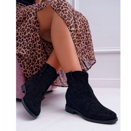 SEA Kvinnors stövlar på kil platt klack varm över fotleden Svart Demini 1