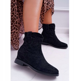 SEA Kvinnors stövlar på kil platt klack varm över fotleden Svart Demini 2