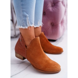 Flatstövlar för kvinnor Maciejka Höstläder Röd 04091-29 brun 1