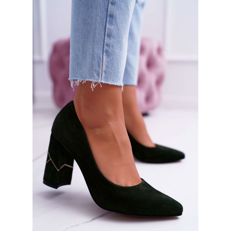 Dampumps Laura Messi Suede Olive 2050 Tiffany grön 1