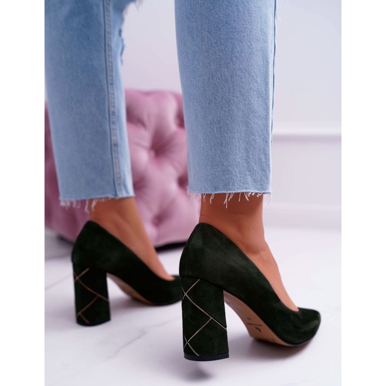 Dampumps Laura Messi Suede Olive 2050 Tiffany grön 2