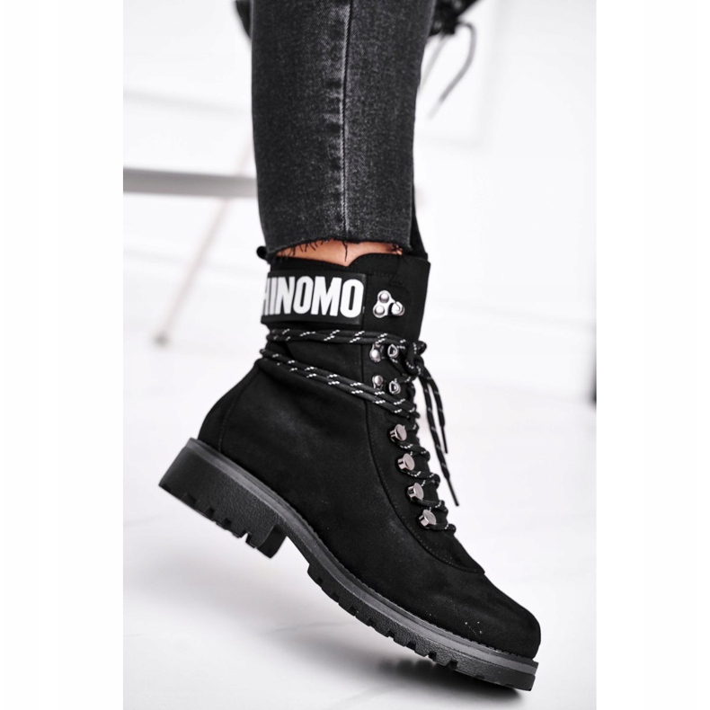 EVE Kvinnors stövlar på en platt klack med en blixtlås Svart Popsi 1