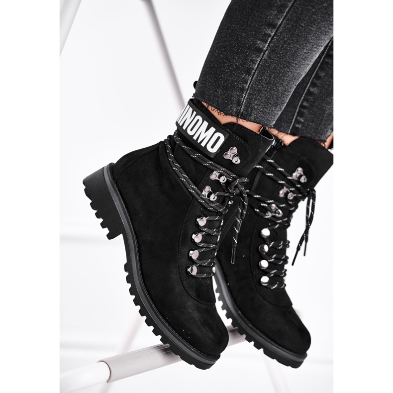 EVE Kvinnors stövlar på en platt klack med en blixtlås Svart Popsi 2