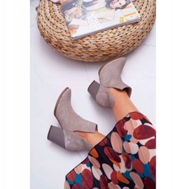 Kängor för kvinnor på högklackad vårläder i mocka Cappuccino Nicole 2430 beige 2