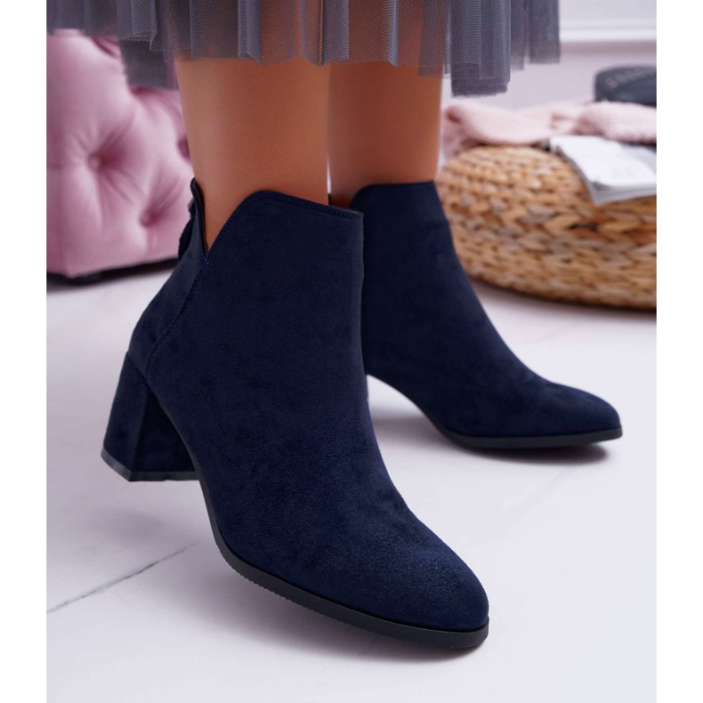 Vinceza Dam stövlar på hälen mocka Marinblå Mimosa 1