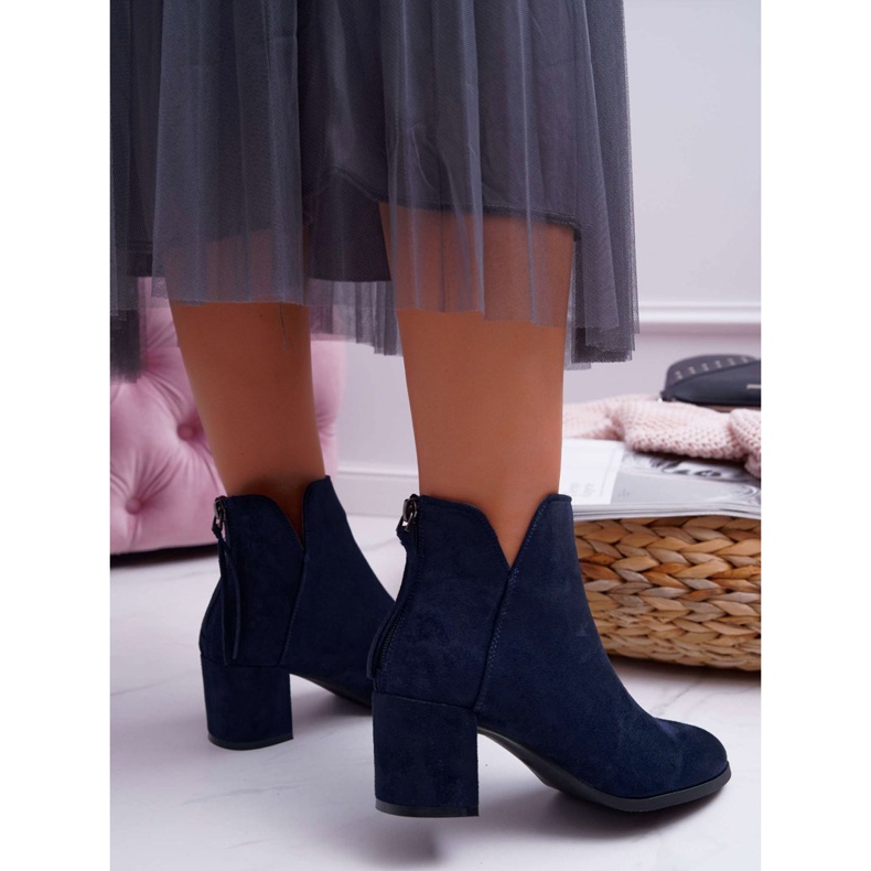 Vinceza Dam stövlar på hälen mocka Marinblå Mimosa 2