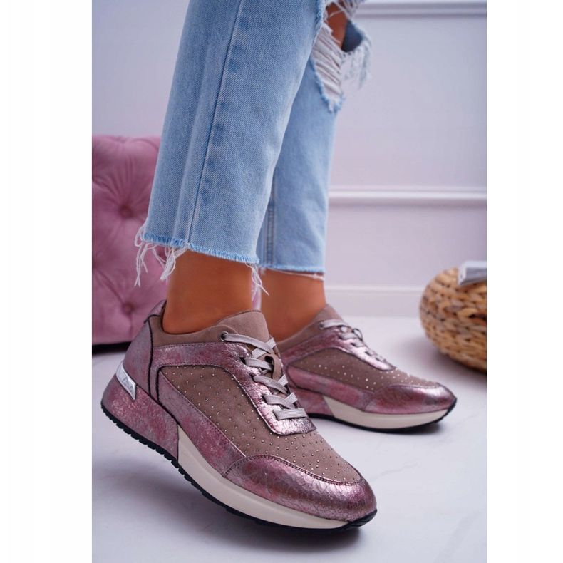 Kvinnors sportskor Beige Sergio Leone Ondar brun rosa 1