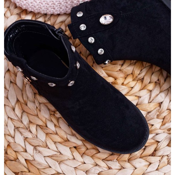 POPA Barnens svarta stövlar med kristaller Venici Flat Heel 2