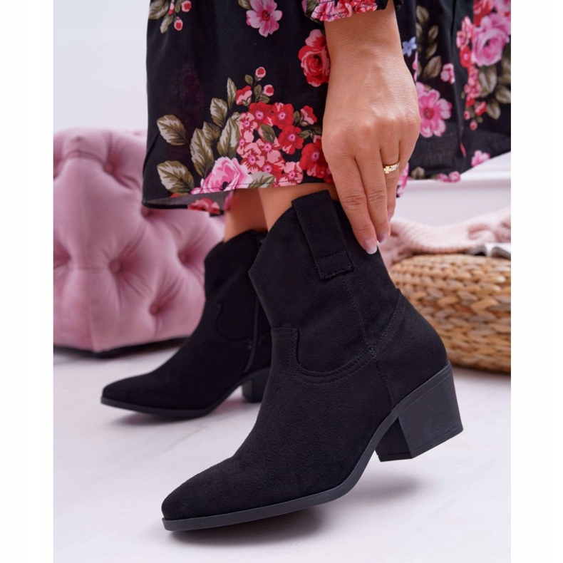 BUGO Kvinnors stövlar på platt klack Cowboystövlar Svart Telifa 1