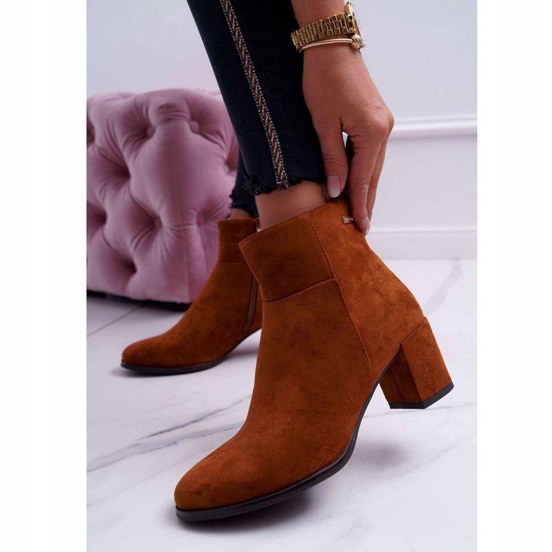 Damskor på högklackat Sergio Leone Camel BT522 brun 1