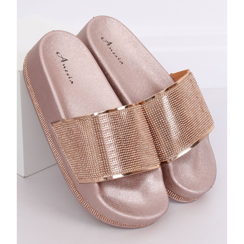 Champagne N-59 Champagne tofflor på en tjock sula mångfärgad gul 1