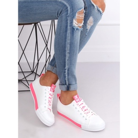Kvinnors vita och rosa sneakers A88-23 Fushia 2