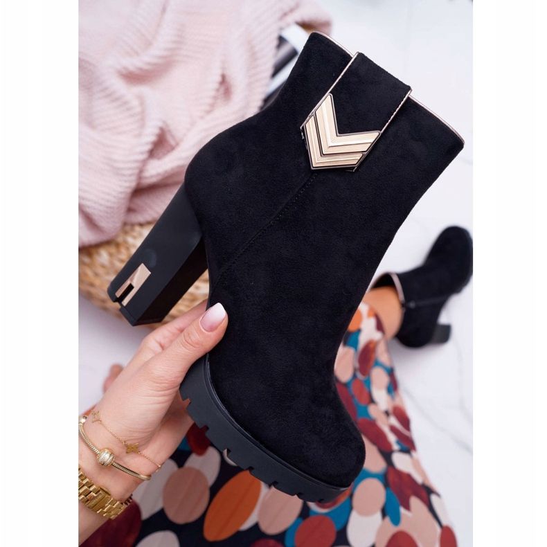 FE1 Dam stövlar på hälen Mocka M319 Svart Midway 1