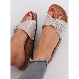 Beige scholki tofflor med stenar L-1032 Beige 2