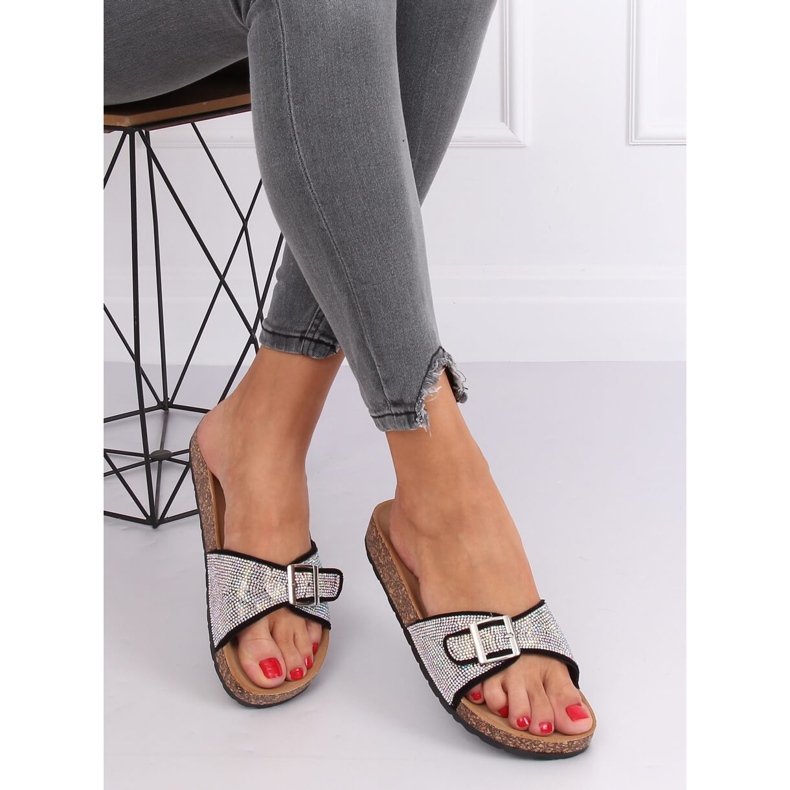 Svarta tofflor med stenar L-1032 Svart 1