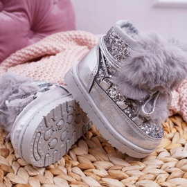 FRROCK Barns snöskor med pälssilver Minnie Mouse grå 1