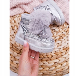 FRROCK Barns snöskor med pälssilver Minnie Mouse grå 2