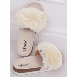 Beige tofflor med pompon BG57P Beige 1