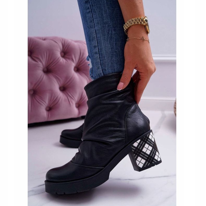 Kvinnors läder Maciejka stövlar svart 04216-01 1