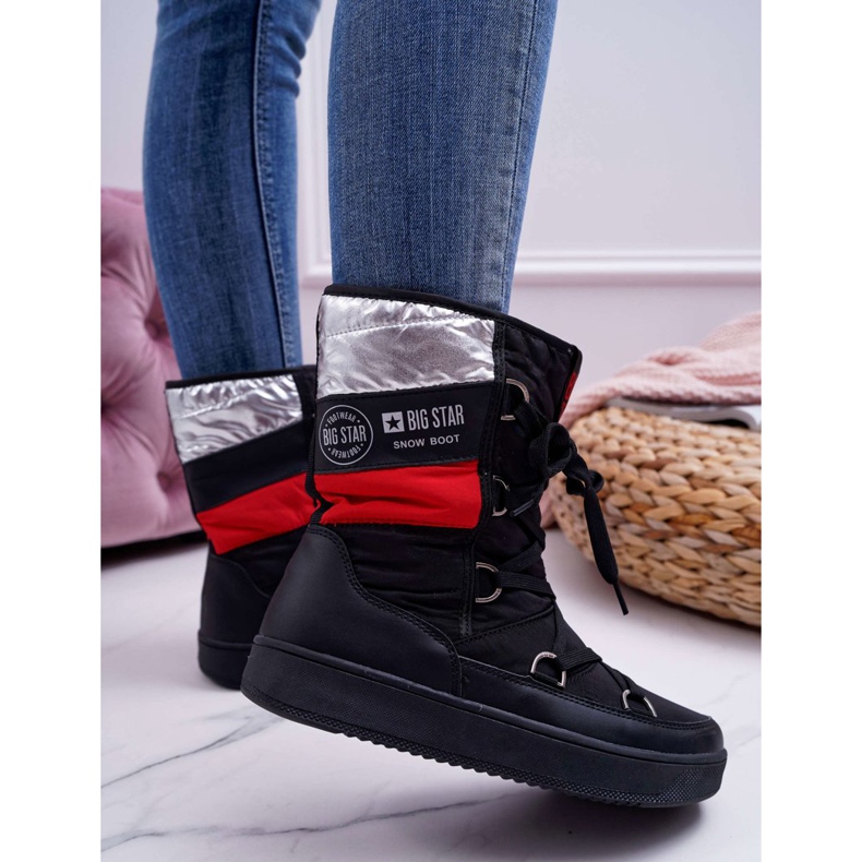 Kvinnors svarta varma snöskor med päls Big Star EE274656 2