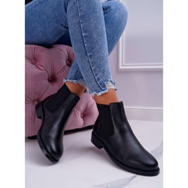 S.Barski Dam stövlar Chelsea stövlar Flat Heel Läder Svart Barski W1901 1