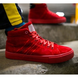 Herr Sneakers High Cross Jeans Läder Mocka Röd EE1R4055C 1